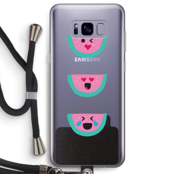 Smiley watermeloen: Samsung Galaxy S8 Plus Transparant Hoesje met koord